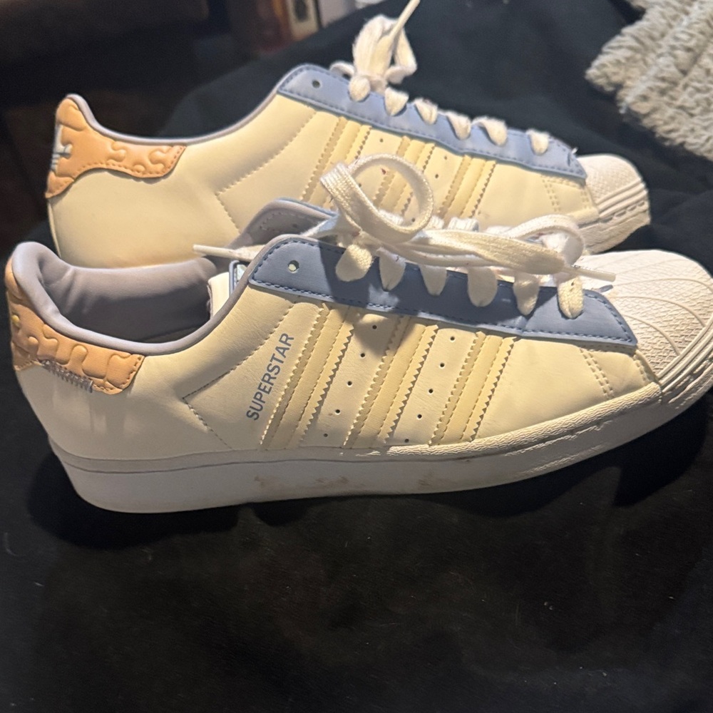 Adidas Puzzle Piece Sneakers - Cream, Blue, and Yellow